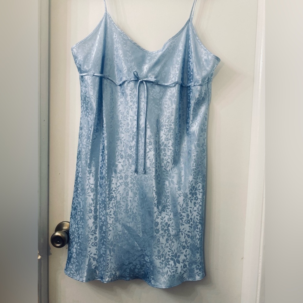 Morgan Taylor Light Blue Satin Floral Slip